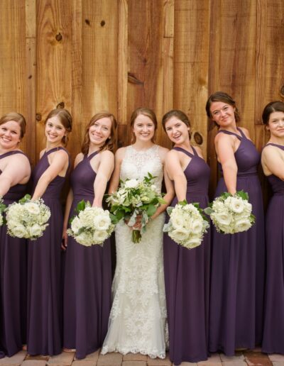 Pretty portrait of bride with bridesmaids