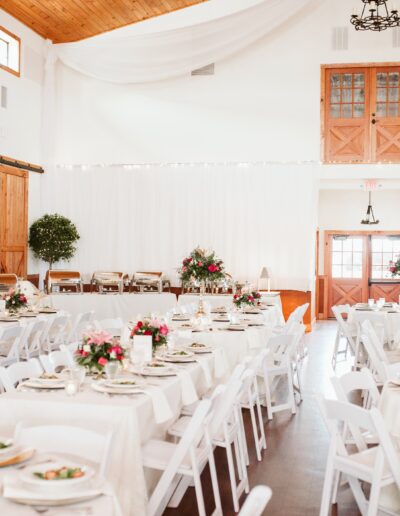 It's easy to create an elegant vibe for a reception at C Bar Ranch, one of the largest air-conditioned wedding venues in North Florida. Photo by amberdornphotography.com of Gainesville.