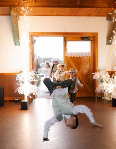 Couples can make a grand entrance to their wedding reception at C Bar Ranch.