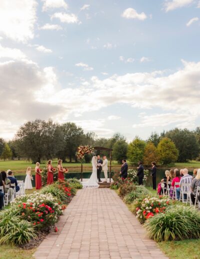 The pondside ceremony site at C Bar Ranch.